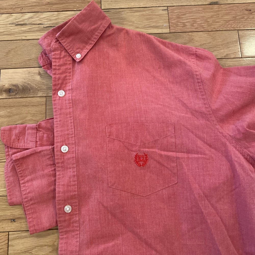 Chaps‎ Mens Button Down Shirt XL Easy Care Salmon Pink